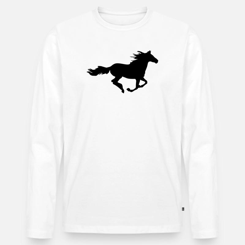 Wildpferd - Männer Premium Bio Langarmshirt - Weiß
