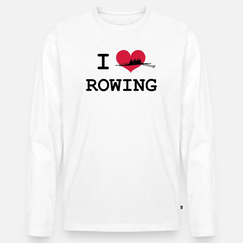 I Love Rowing - Männer Premium Bio Langarmshirt - Weiß