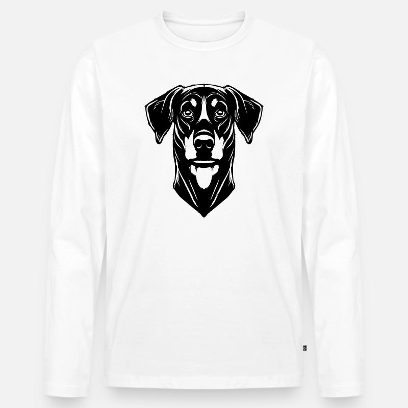 Dobermann - Männer Premium Bio Langarmshirt - Weiß
