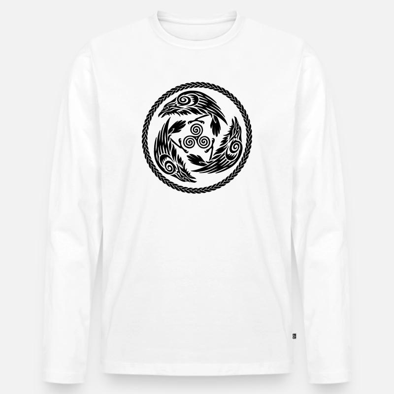 Morrigan - Maglia a manica lunga ecologica premium da uomo - bianco