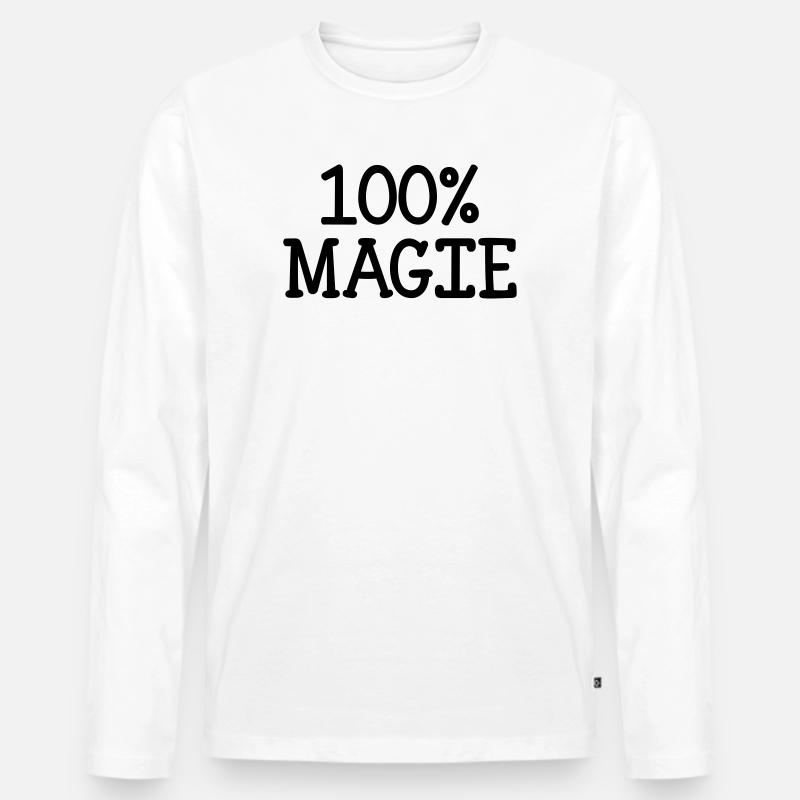 100% Magie - Männer Premium Bio Langarmshirt - Weiß