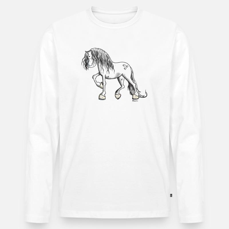 Edles Barockpferd - Männer Premium Bio Langarmshirt - Weiß