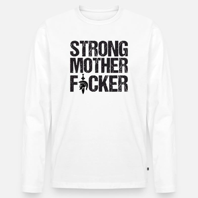 Starke Mutter F1cker - Männer Premium Bio Langarmshirt - Weiß
