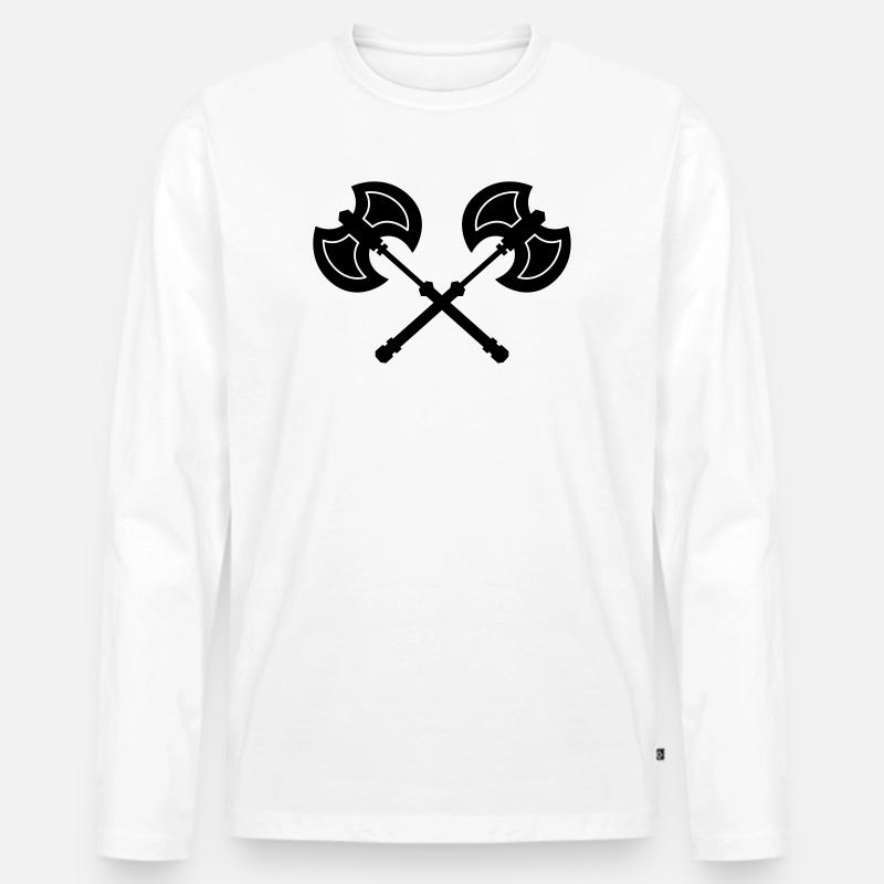 beil Axt - Männer Premium Bio Langarmshirt - Weiß
