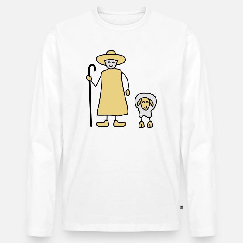 schaefer schafe tier beruf - Männer Premium Bio Langarmshirt - Weiß