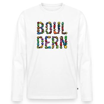Bouldering boulder climbing scripture mountaineering - Men's Premium Organic Long Sleeve Shirt - white - Front - Nico (187cm)