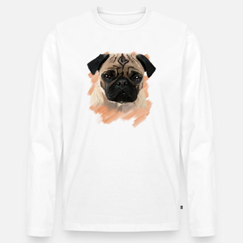 Mops - Männer Premium Bio Langarmshirt - Weiß