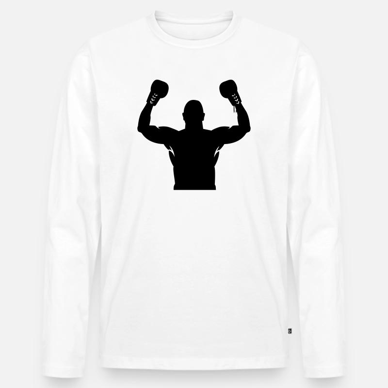 Boxen - Männer Premium Bio Langarmshirt - Weiß
