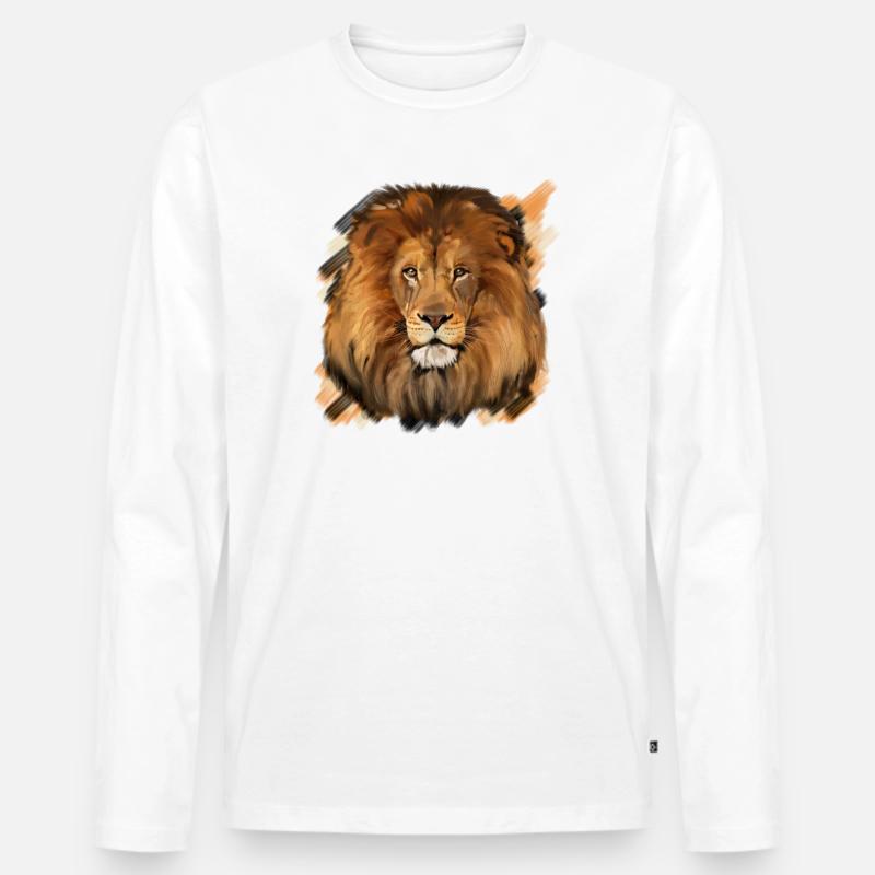 Löwe - Männer Premium Bio Langarmshirt - Weiß