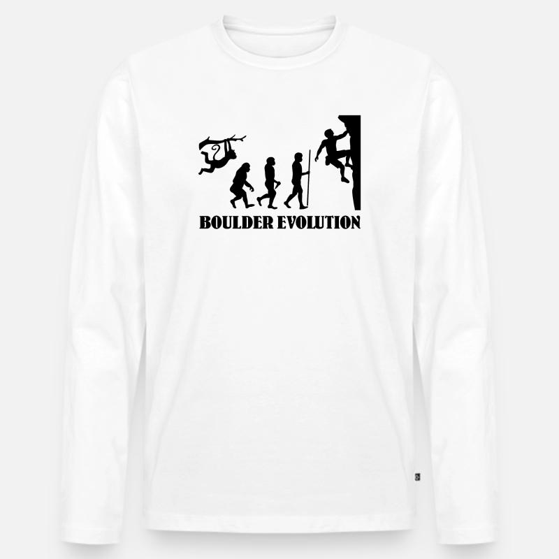 Boulder Evolution Klettern Bergsteigen Boulderer - Männer Premium Bio Langarmshirt - Weiß
