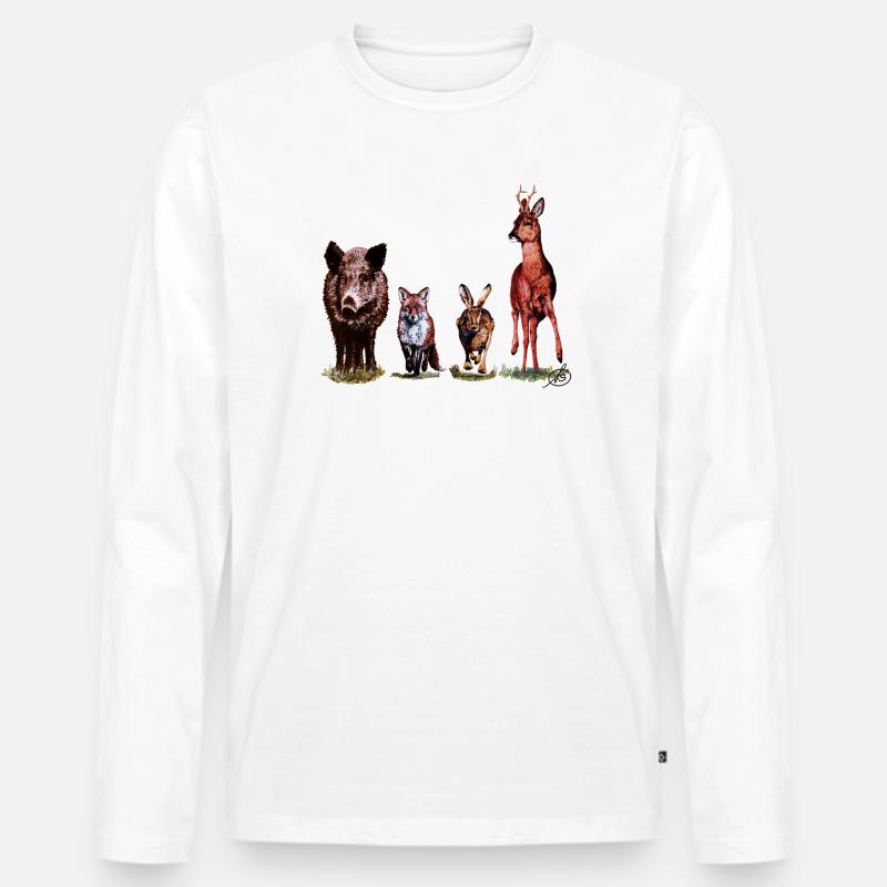 Wild-Quartett - Männer Premium Bio Langarmshirt - Weiß