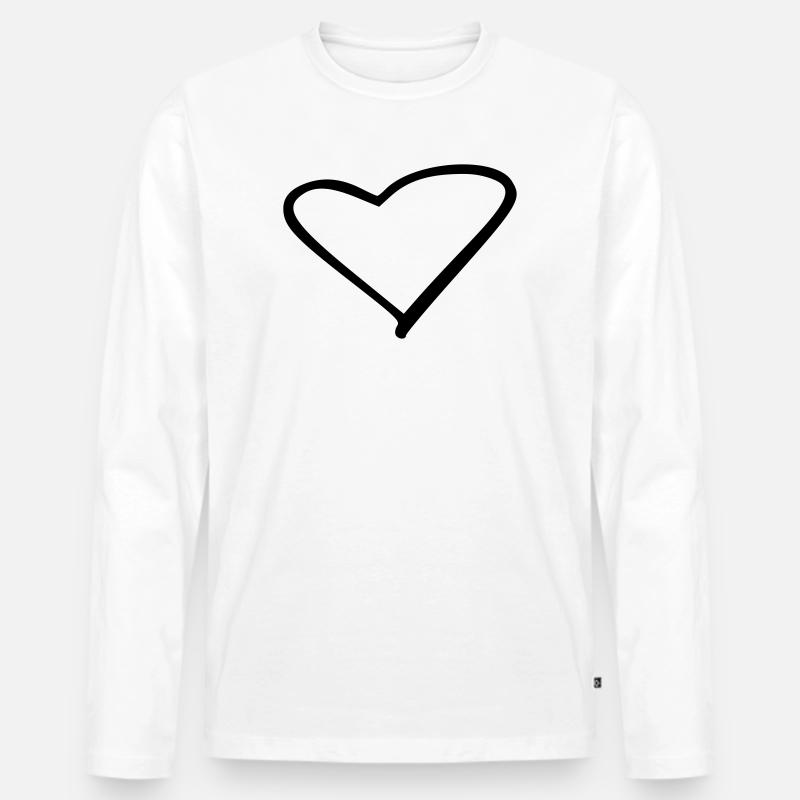 Herz - Männer Premium Bio Langarmshirt - Weiß