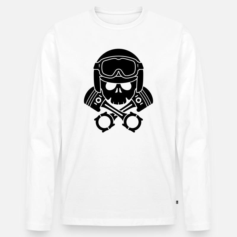 kolben schädel helm - Männer Premium Bio Langarmshirt - Weiß