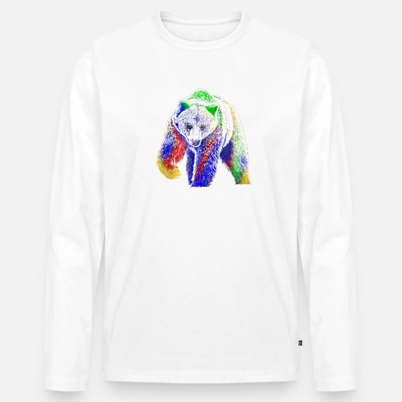 Bär - Männer Premium Bio Langarmshirt - Weiß