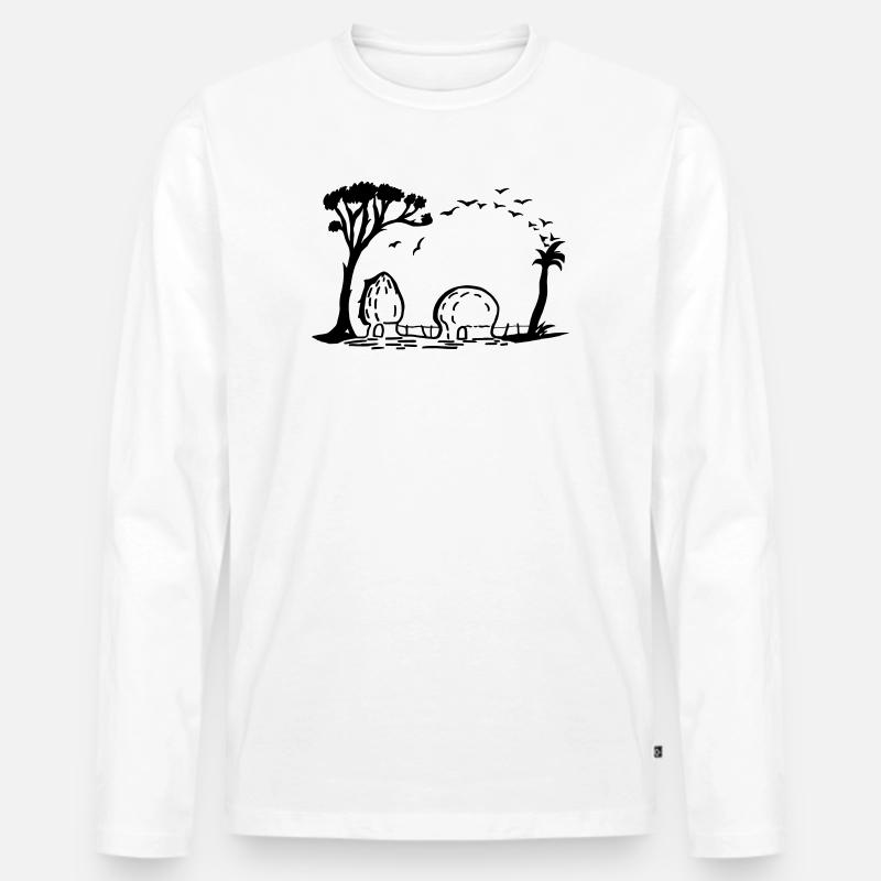 Elefant Dorf Optische Täuschung - Männer Premium Bio Langarmshirt - Weiß