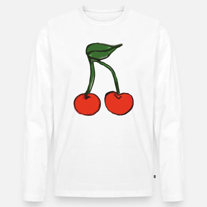 kirsche cherry - Männer Premium Bio Langarmshirt - Weiß