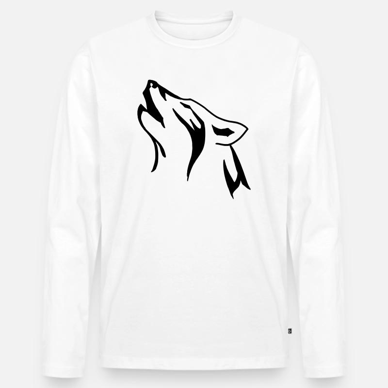 wolfkopf - Männer Premium Bio Langarmshirt - Weiß