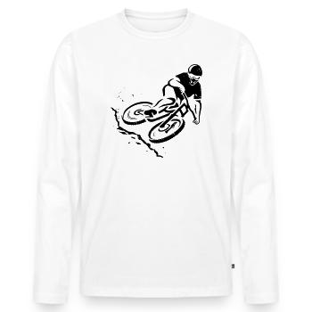 Mountainbike Downhill - Geschenk für Mountainbiker - Männer Premium Bio Langarmshirt - Weiß - Vorne - Nico (187cm)