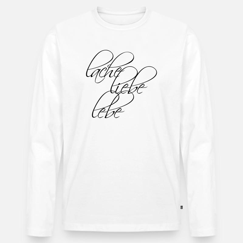 Design: Lache Liebe Lebe - Männer Premium Bio Langarmshirt - Weiß