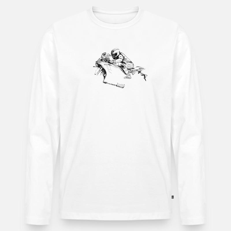 Motorrad - Männer Premium Bio Langarmshirt - Weiß