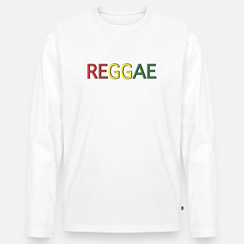 Reggae Farbcode Schriftzug - Männer Premium Bio Langarmshirt - Weiß