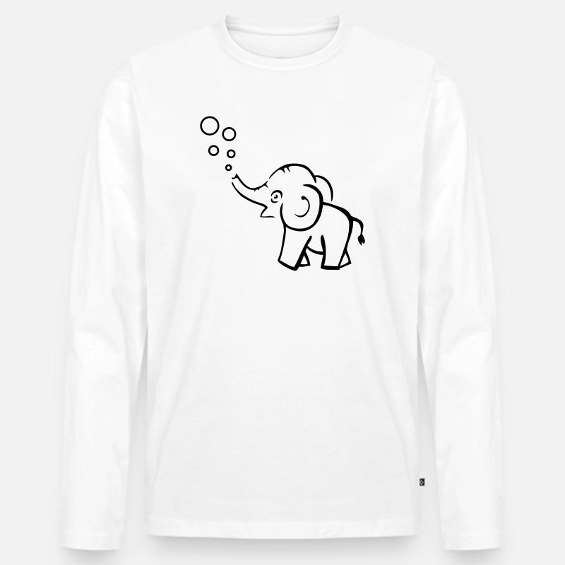Elefant macht Blasen - Männer Premium Bio Langarmshirt - Weiß