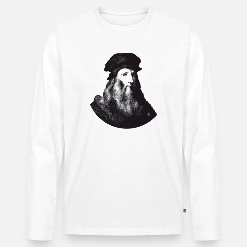 Leonardo Da Vinci - Männer Premium Bio Langarmshirt - Weiß