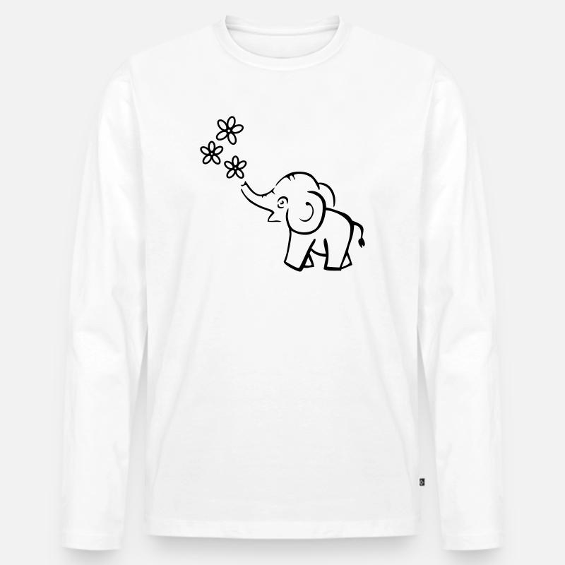 elefant blumen lustig - Männer Premium Bio Langarmshirt - Weiß