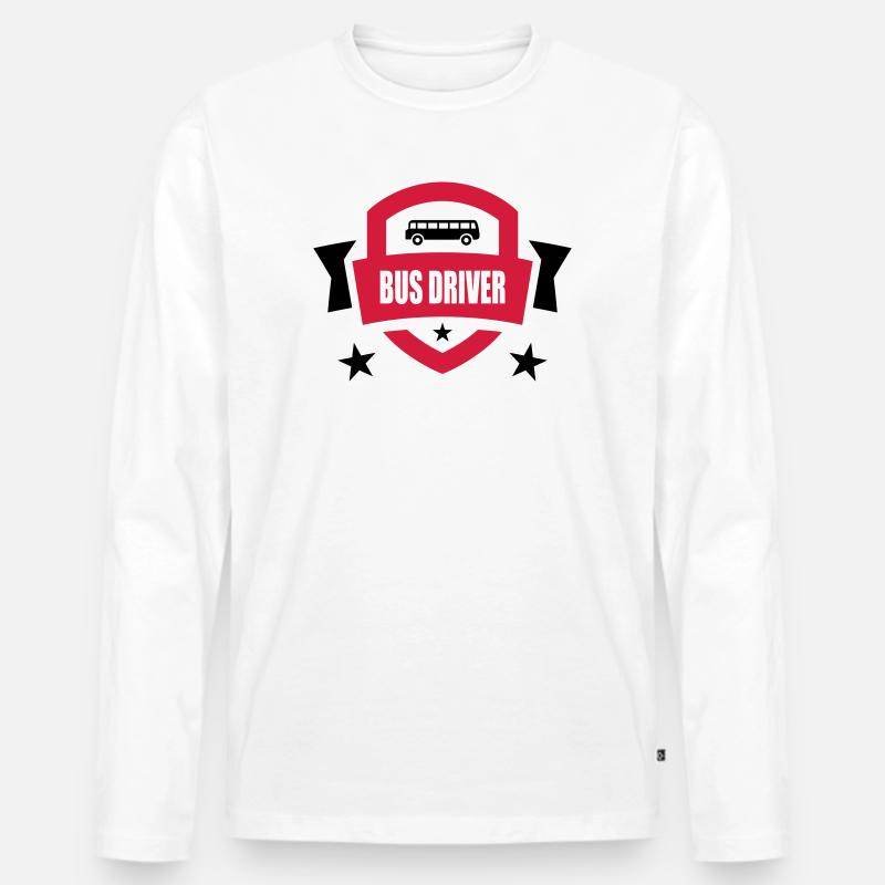 Bus / Busfahrer / Arbeit / Job - Männer Premium Bio Langarmshirt - Weiß