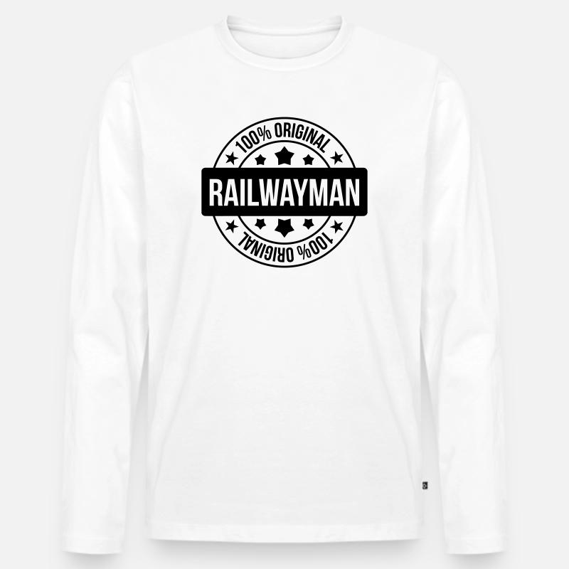 Eisenbahner / Eisenbahnen / Eisenbahn / Bahn - Männer Premium Bio Langarmshirt - Weiß