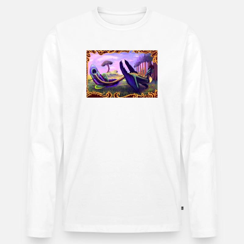 Dinosaurier - Männer Premium Bio Langarmshirt - Weiß