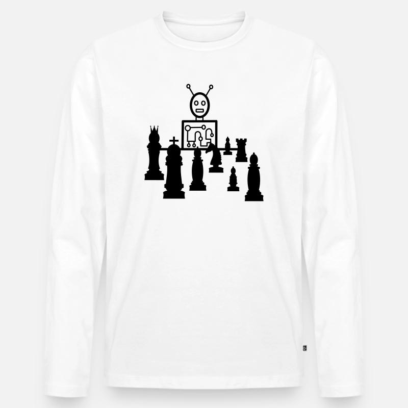 schach computer - Männer Premium Bio Langarmshirt - Weiß