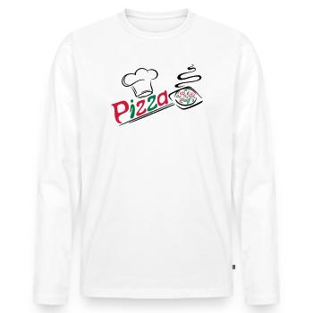 Pizza Bäcker mit Kochmütze, chef hat - Männer Premium Bio Langarmshirt - Weiß - Vorne - Nico (187cm)