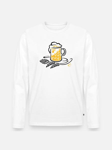 Beer Beer Mug Hops Wheat - Men's Premium Organic Long Sleeve Shirt - white