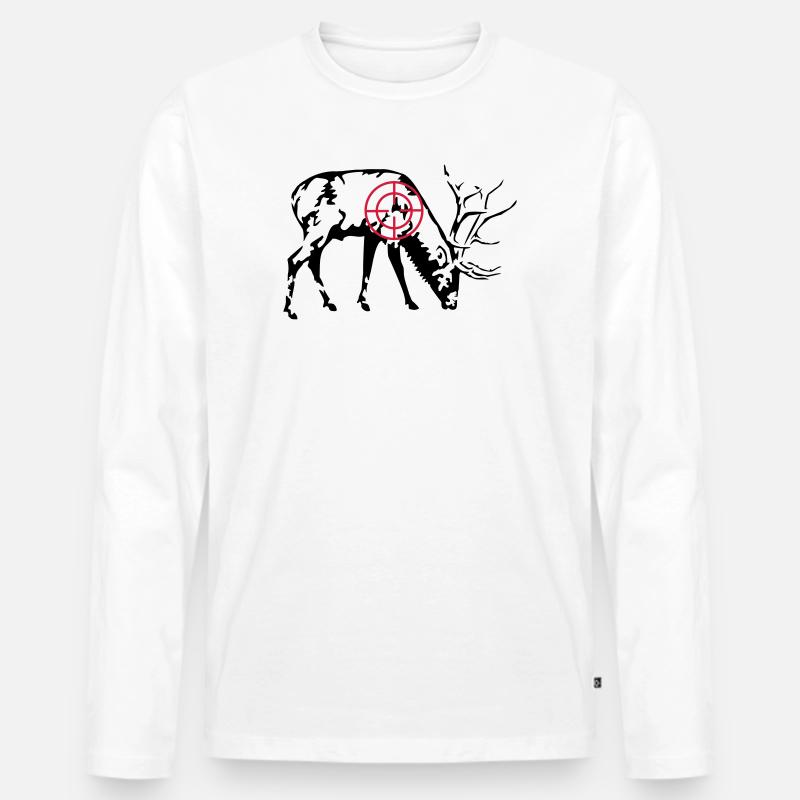 Äsender Hirsch - Männer Premium Bio Langarmshirt - Weiß