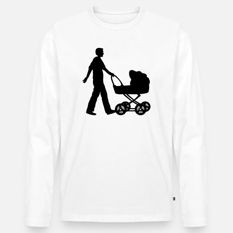 vater kind kinderwagen - Männer Premium Bio Langarmshirt - Weiß