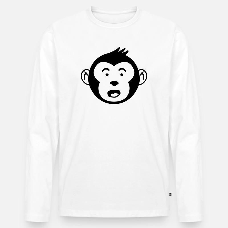 Niedlicher Affenkopf – Lustiges Affen Design - Männer Premium Bio Langarmshirt - Weiß
