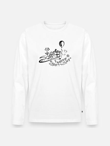Happy Birthday motif, Congratulations - Men's Premium Organic Long Sleeve Shirt - white