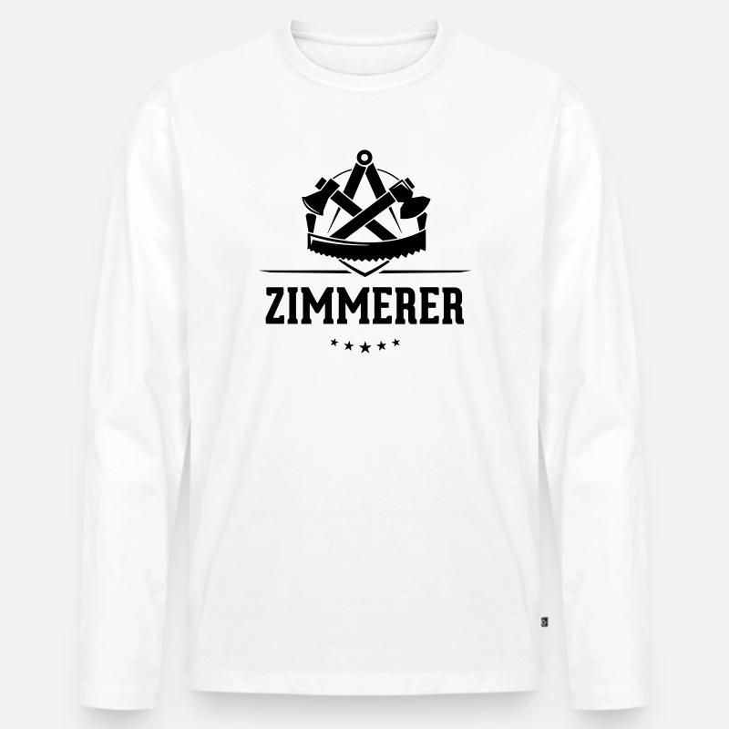 Zimmerer Zunft mit Schriftzug - Männer Premium Bio Langarmshirt - Weiß