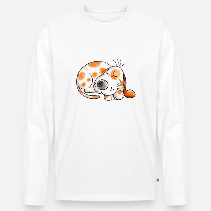 Schnarchender Hund - Hunde - Dog - Comic - Männer Premium Bio Langarmshirt - Weiß