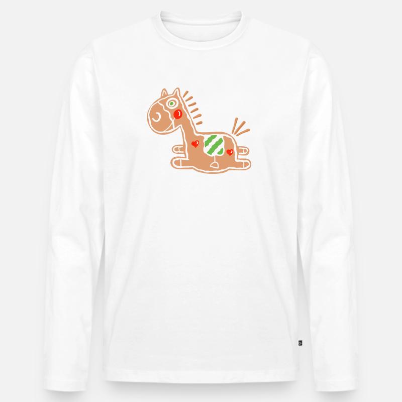 Pfefferkuchen Pferd - Lebkuchen - Backen - Gebäck - Männer Premium Bio Langarmshirt - Weiß