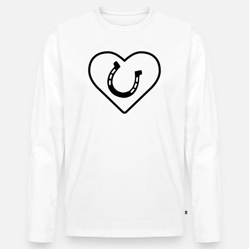 Hufeisen im Herz - Männer Premium Bio Langarmshirt - Weiß