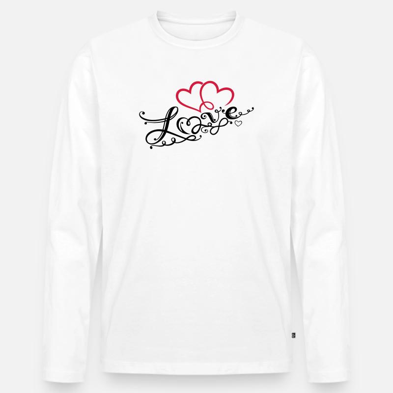 Herzen mit Schrift und Unendlichkeitsschleife - Männer Premium Bio Langarmshirt - Weiß