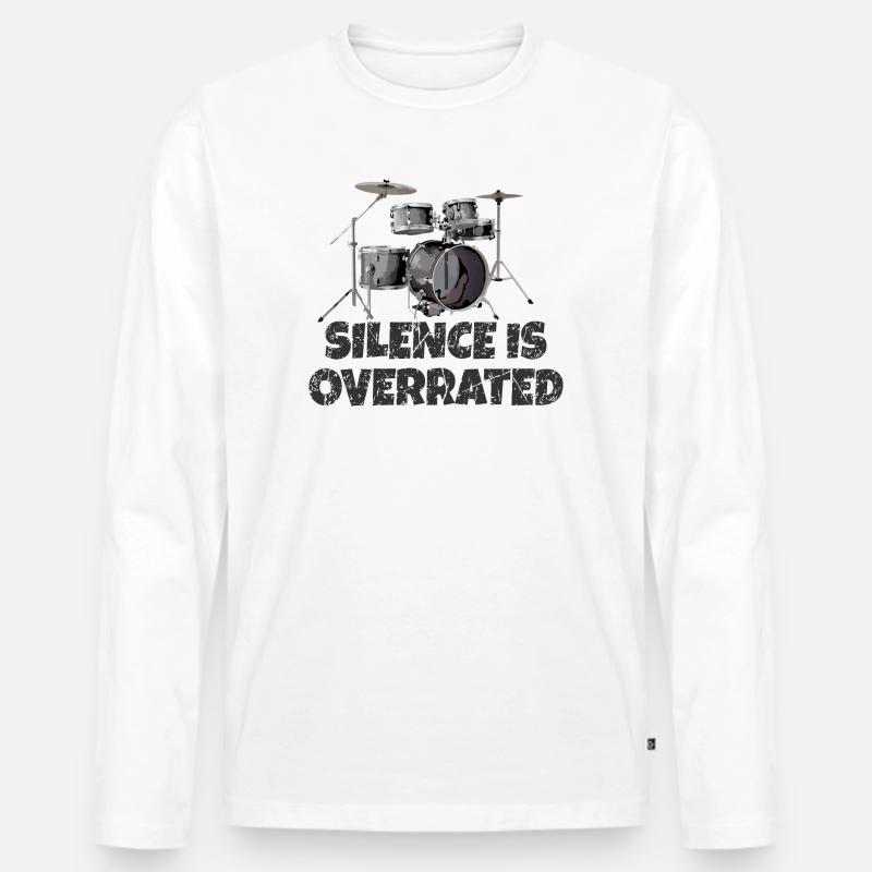 Silence is overrated - Drummer Drum Kit - Männer Premium Bio Langarmshirt - Weiß
