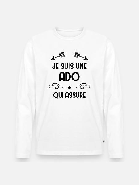 adolescent / enfant / ado / adolescente - T-shirt manches longues Premium bio Homme - blanc