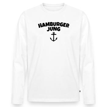 Hamburger Jung de Hambourg - T-shirt manches longues Premium bio Homme - blanc - Devant - Nico (187cm)