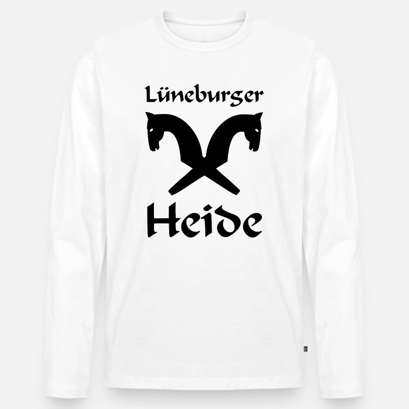 Lüneburger Heide Motiv - Männer Premium Bio Langarmshirt - Weiß