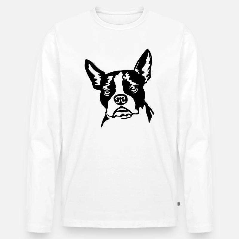 Boston Terrier - Männer Premium Bio Langarmshirt - Weiß