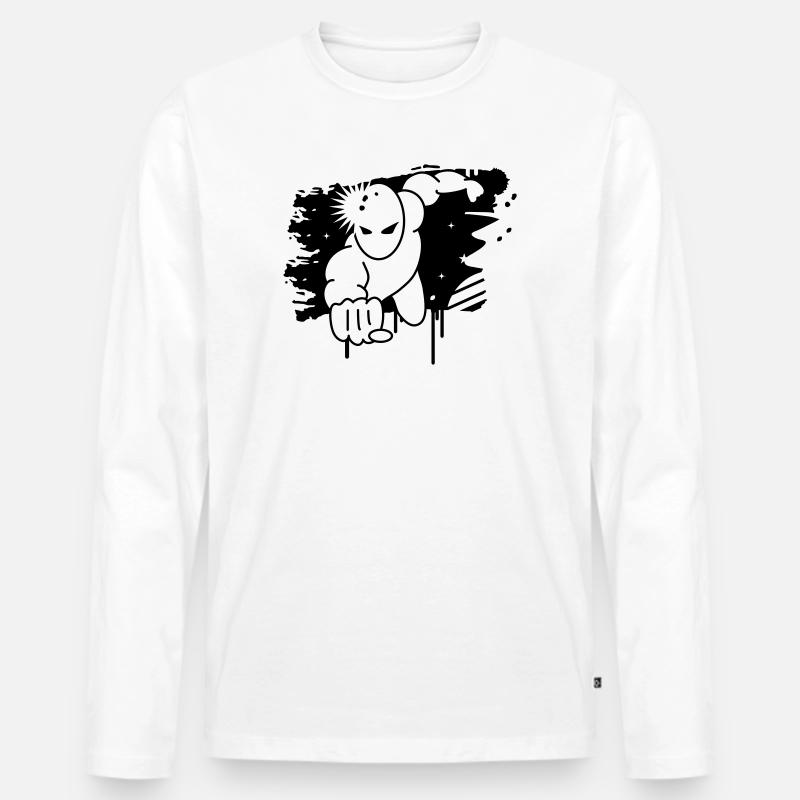 Superheld Graffiti - Männer Premium Bio Langarmshirt - Weiß