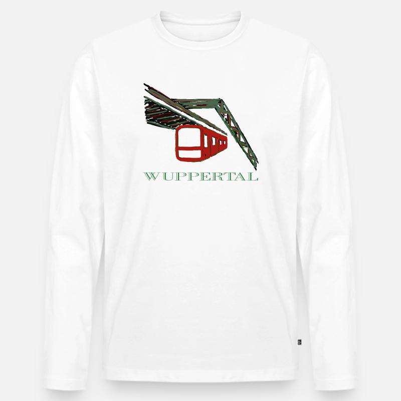 Schwebebahn - Männer Premium Bio Langarmshirt - Weiß